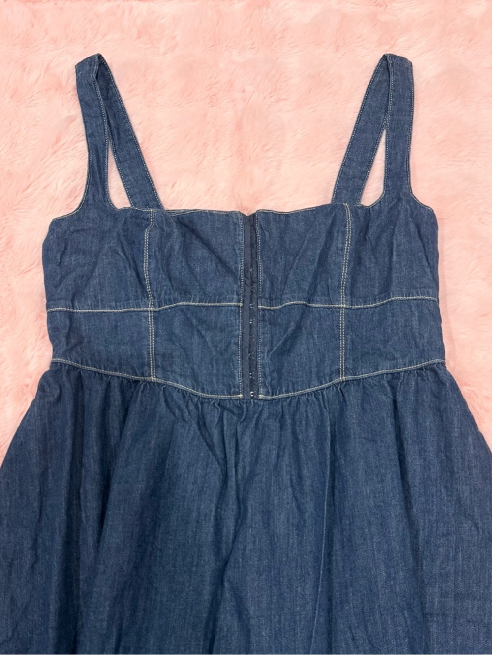Reformation Tagliatelle Denim Midi Sleeveless Dress - Picture 4 of 7